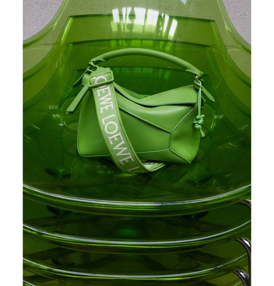 Loewe Logo Font Tote Small Bag in Green